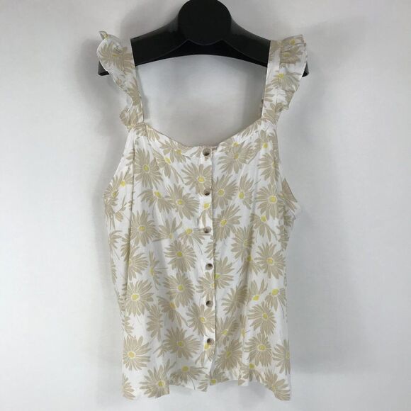 NEW Torrid Double Gauze Ruffle Button Front Tank Women's Plus 3/3X Daisy Floral - Picture 1 of 14